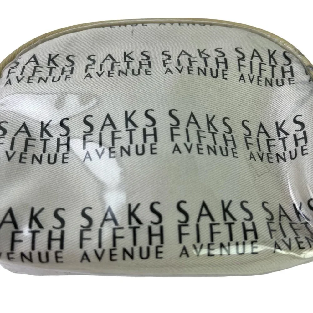 Saks Fifth Avenue Logo Full Zip Coin Purse Plastic Full Zip Cosmetic Bag Tote